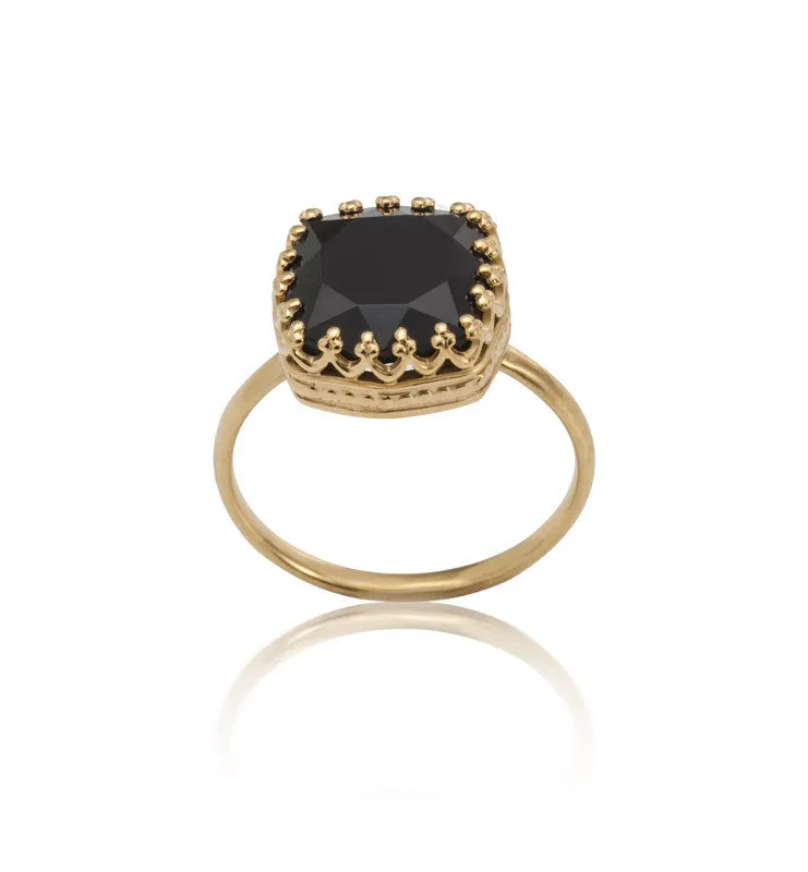 Amelia Ring, Black Onyx, Gold