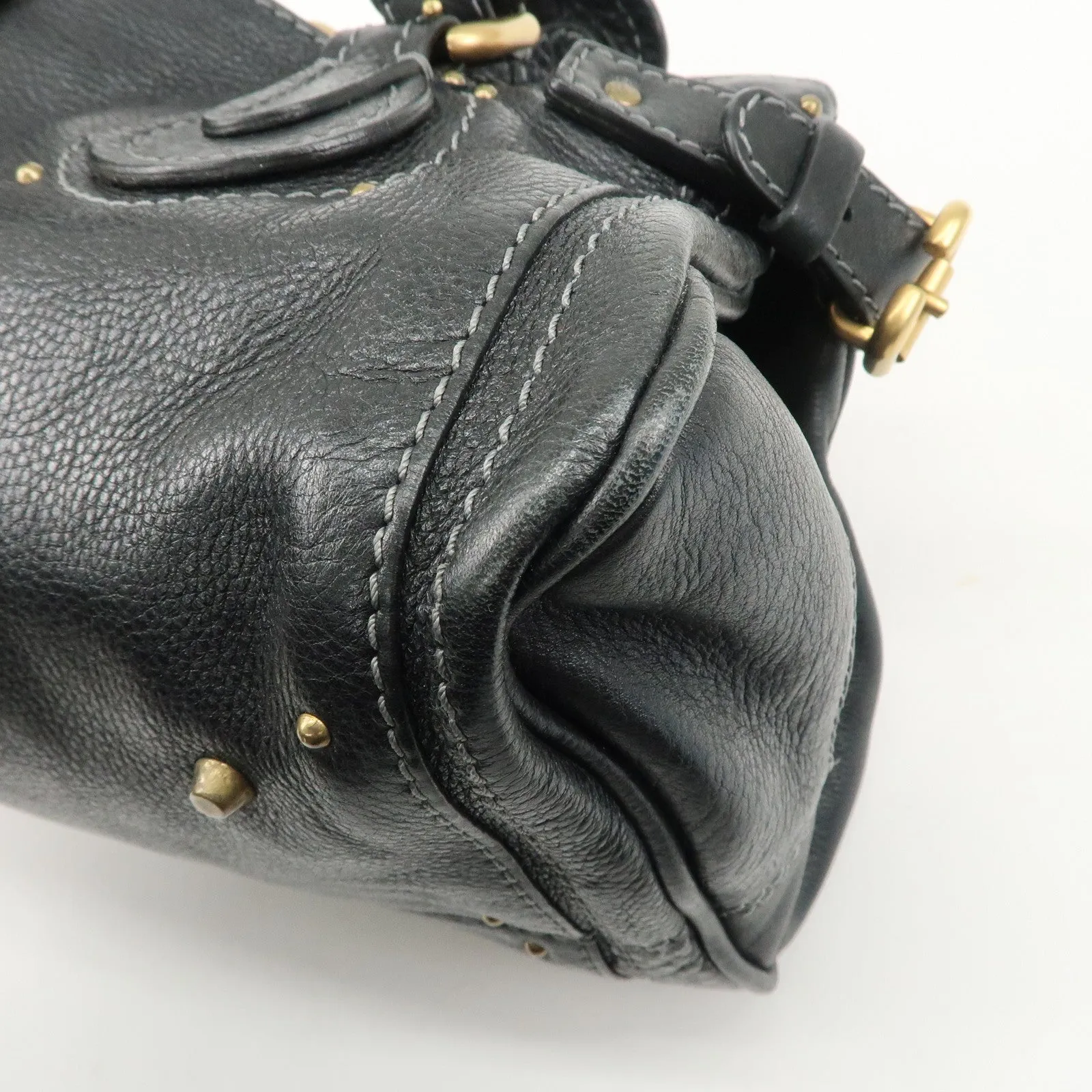 Chloe Paddington Leather Hand Bag Black Gold Hardware Used