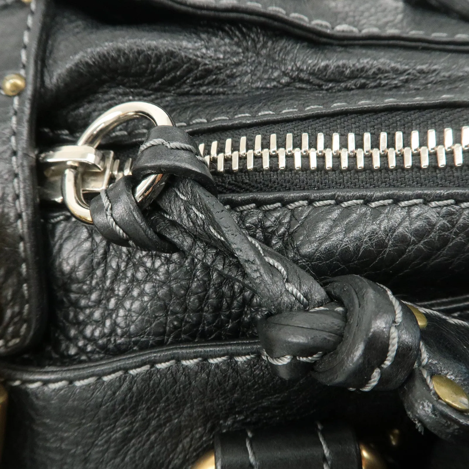 Chloe Paddington Leather Hand Bag Black Gold Hardware Used