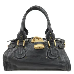 Chloe Paddington Leather Hand Bag Shoulder Bag Black Used