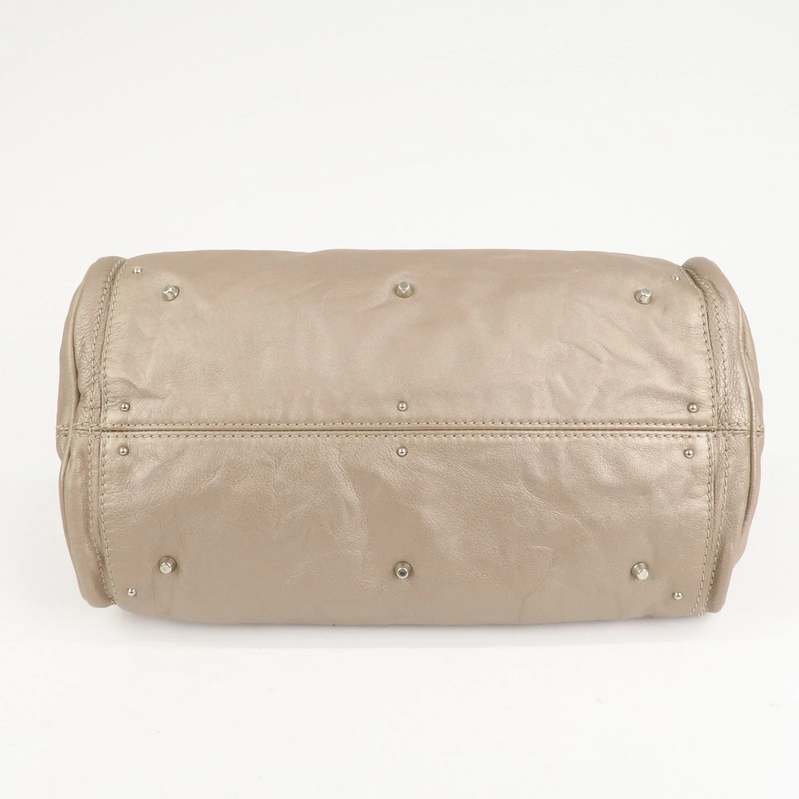 Chloe Paddington Leather Hand Bag Shoulder Bag Medium Beige Used