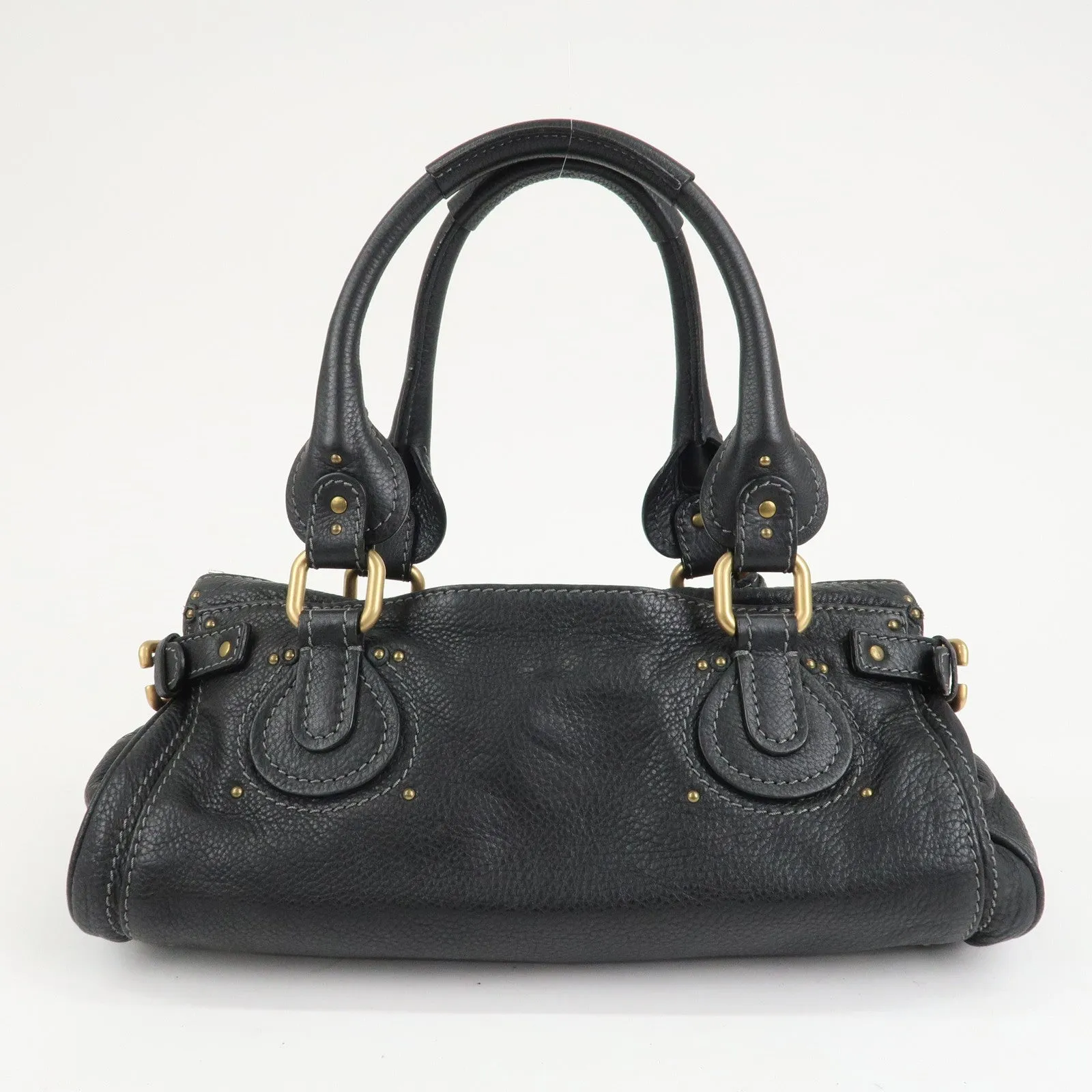 Chloe Paddington Leather Hand Bag Shoulder Bag Medium Black Used