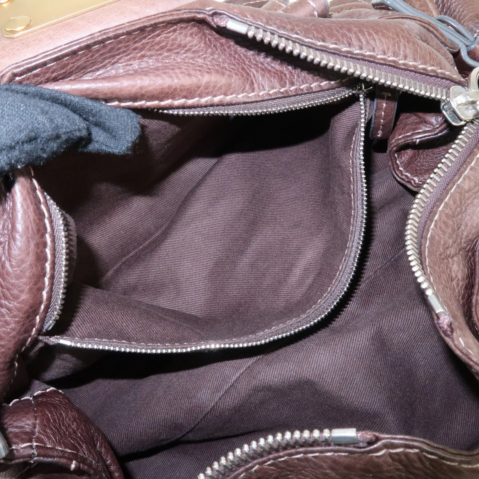 Chloe Paddington Leather Hand Bag Shoulder Bag Medium Brown Used