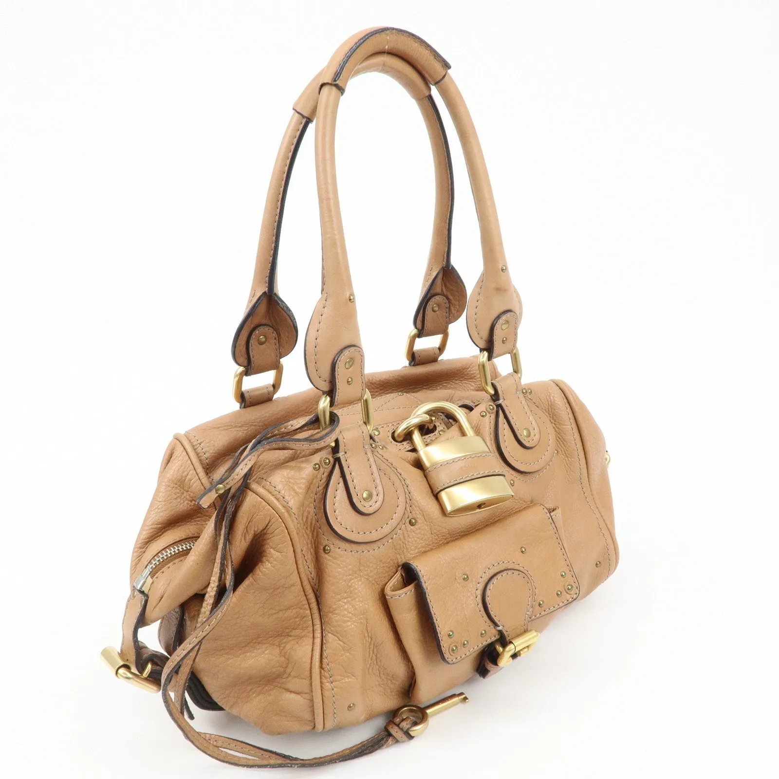 Chloe Paddington Leather Shoulder Bag Hand Bag Brown Used