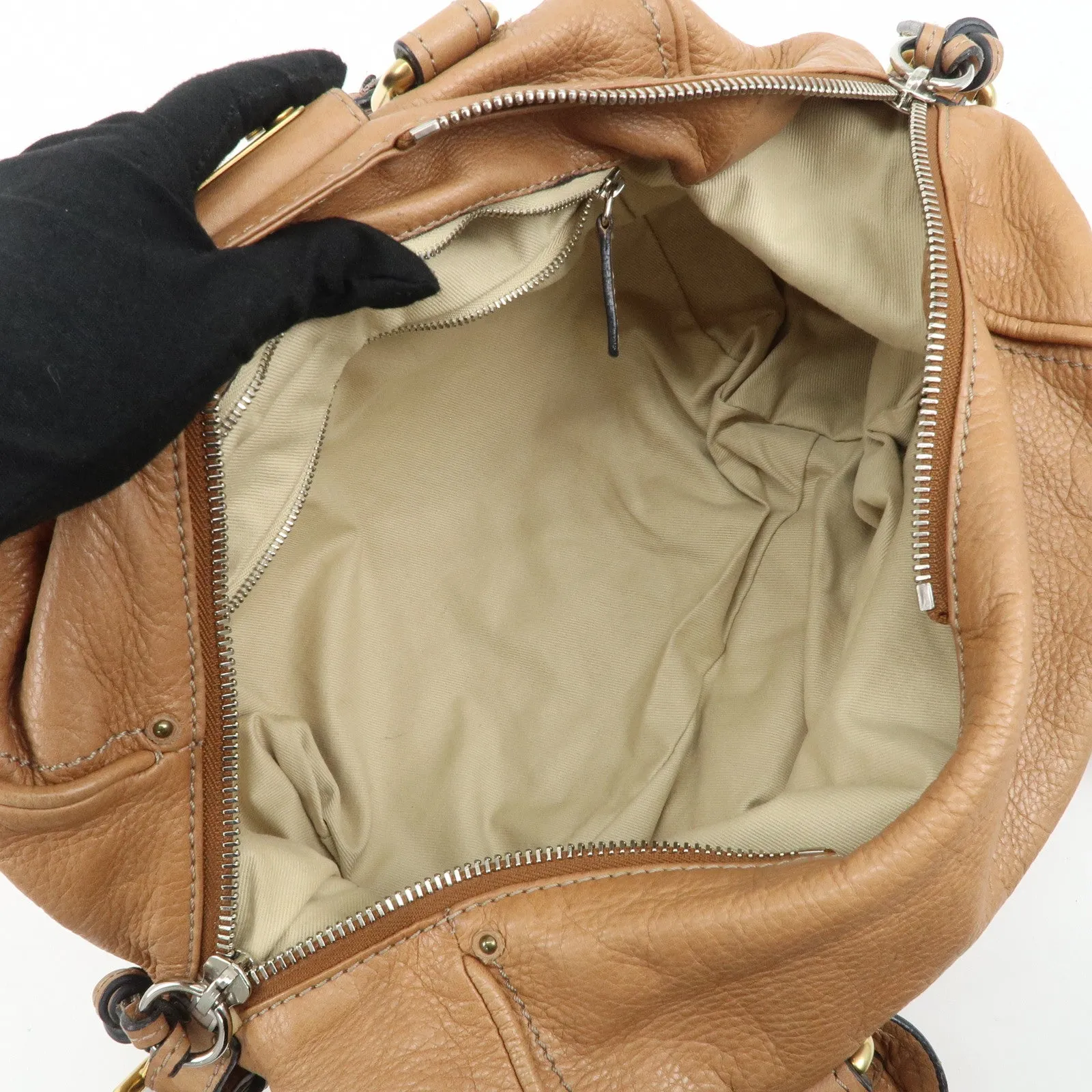 Chloe Paddington Leather Shoulder Bag Hand Bag Brown Used