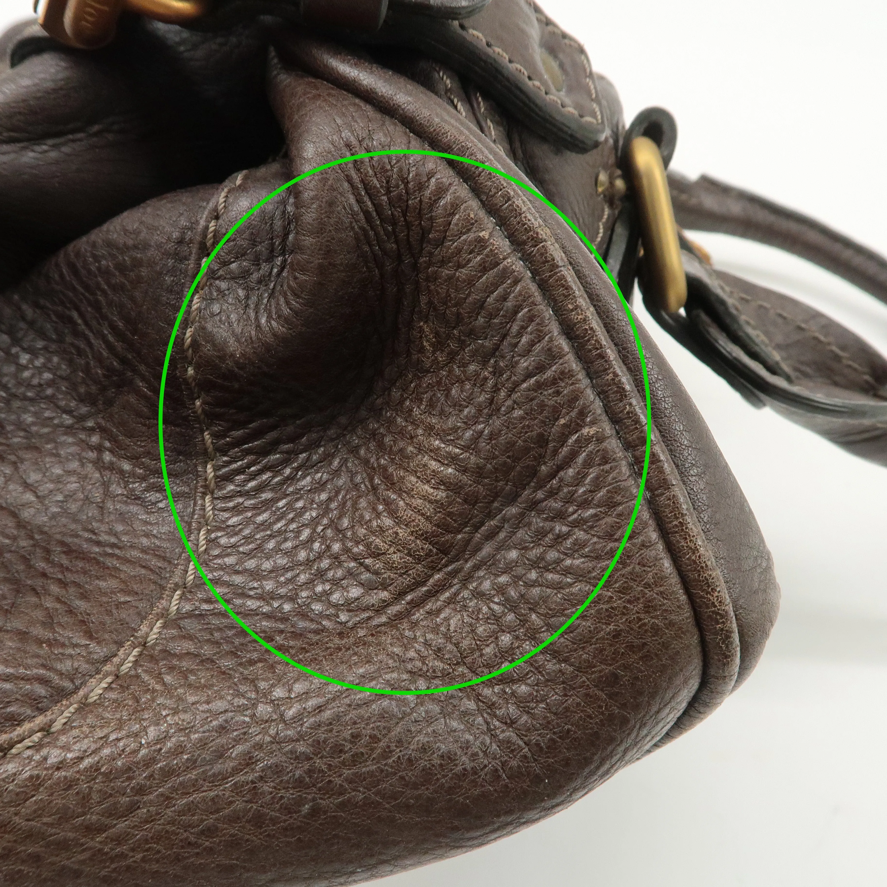 Chloe Paddington Leather Shoulder Bag Hand Bag Dark Brown Used