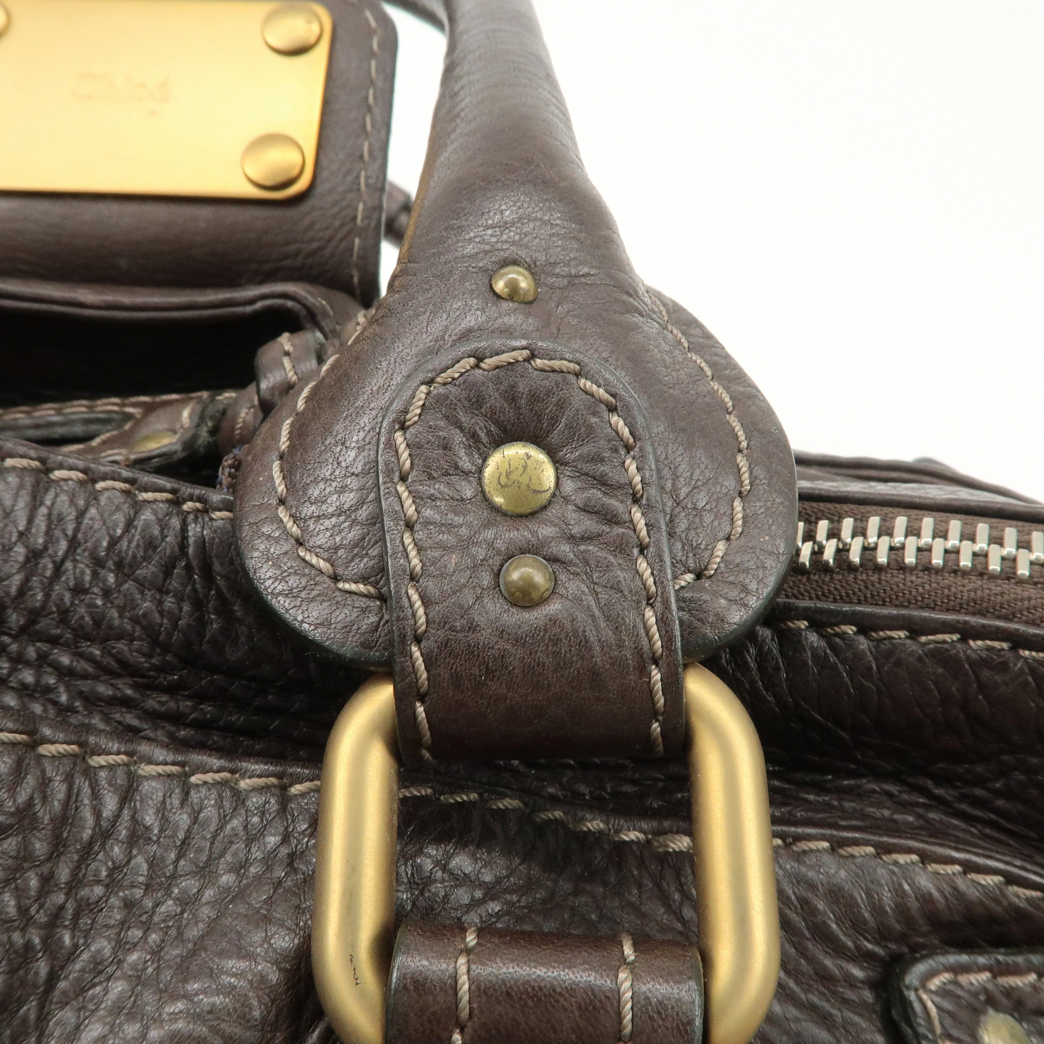 Chloe Paddington Leather Shoulder Bag Hand Bag Dark Brown Used