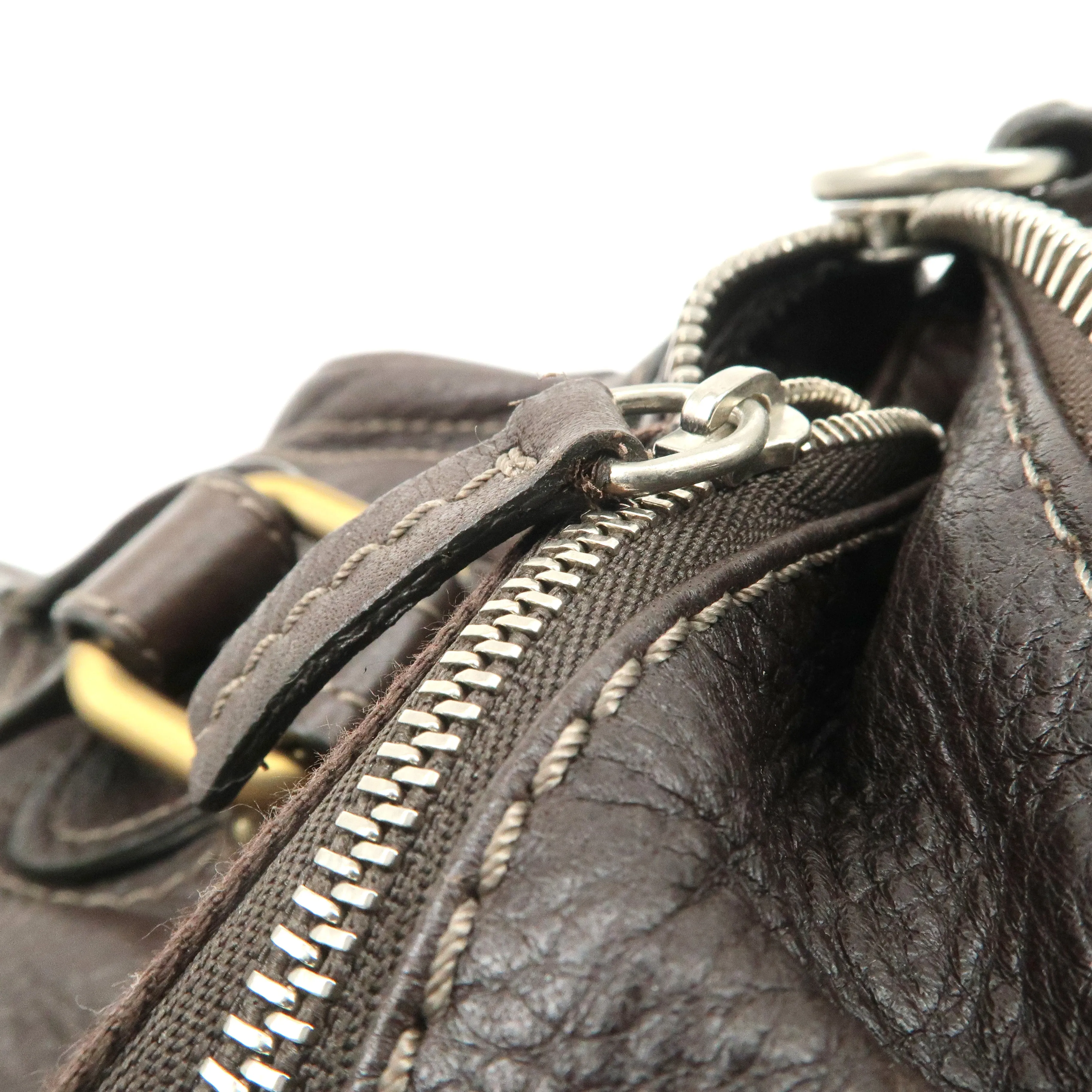Chloe Paddington Leather Shoulder Bag Hand Bag Dark Brown Used