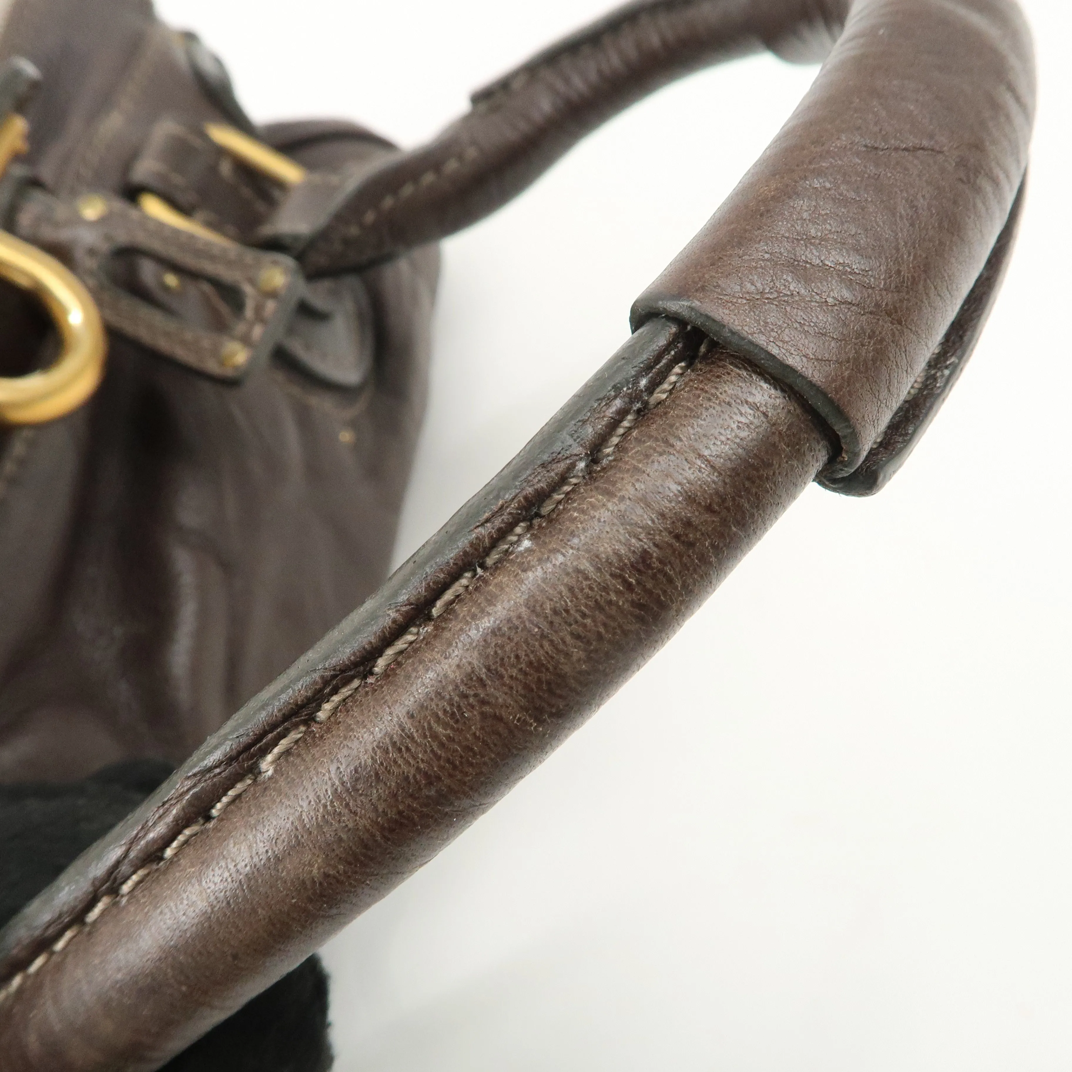Chloe Paddington Leather Shoulder Bag Hand Bag Dark Brown Used