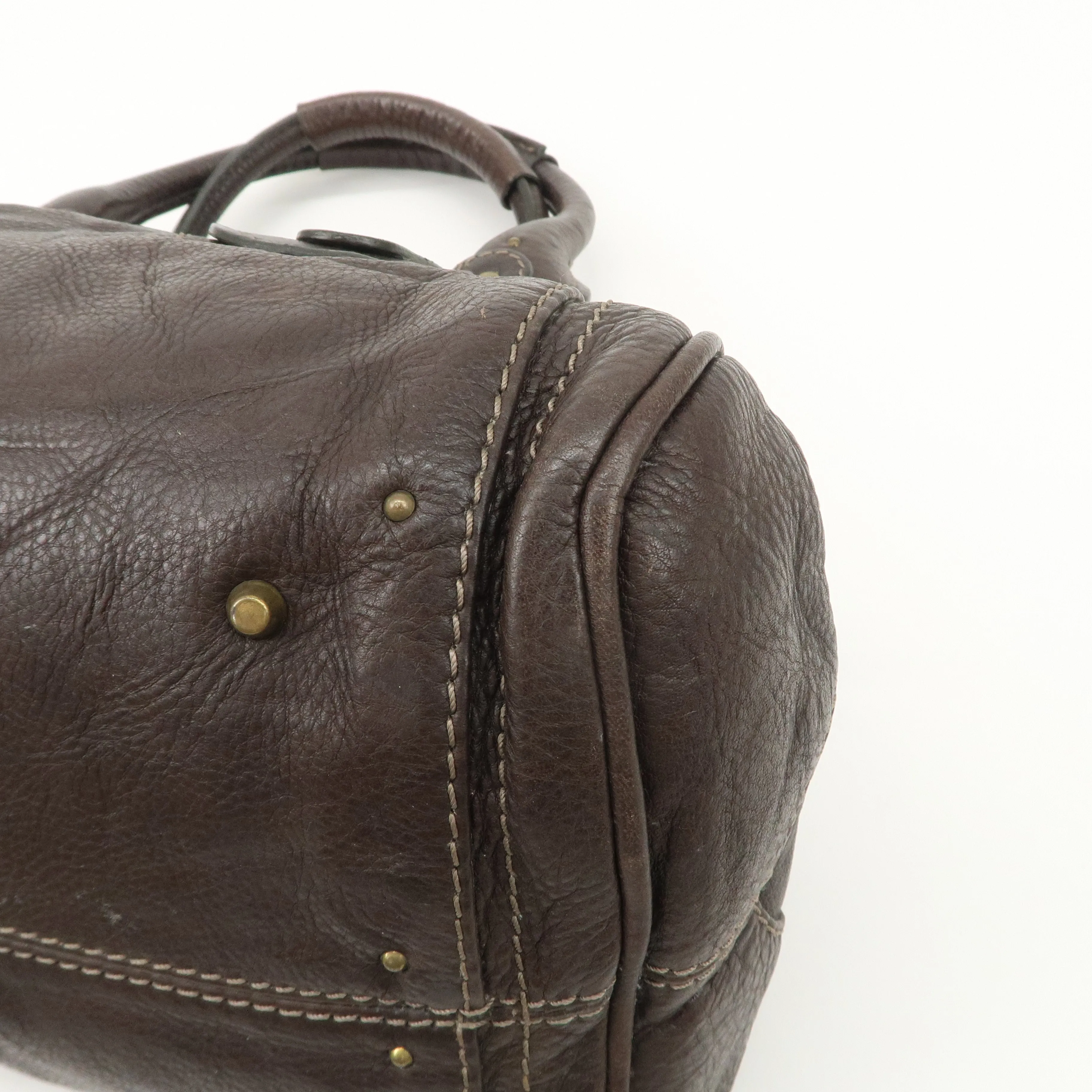 Chloe Paddington Leather Shoulder Bag Hand Bag Dark Brown Used