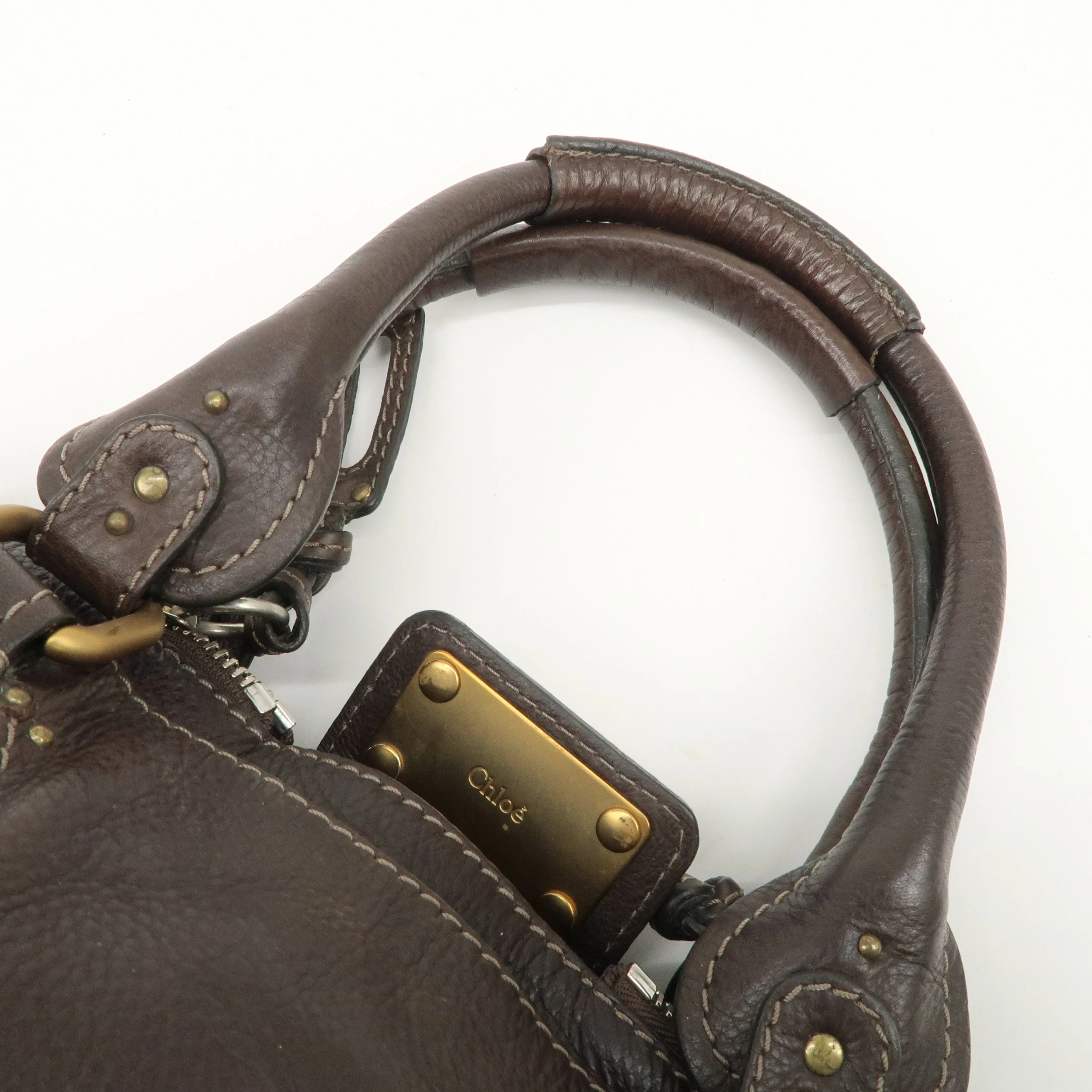 Chloe Paddington Leather Shoulder Bag Hand Bag Dark Brown Used