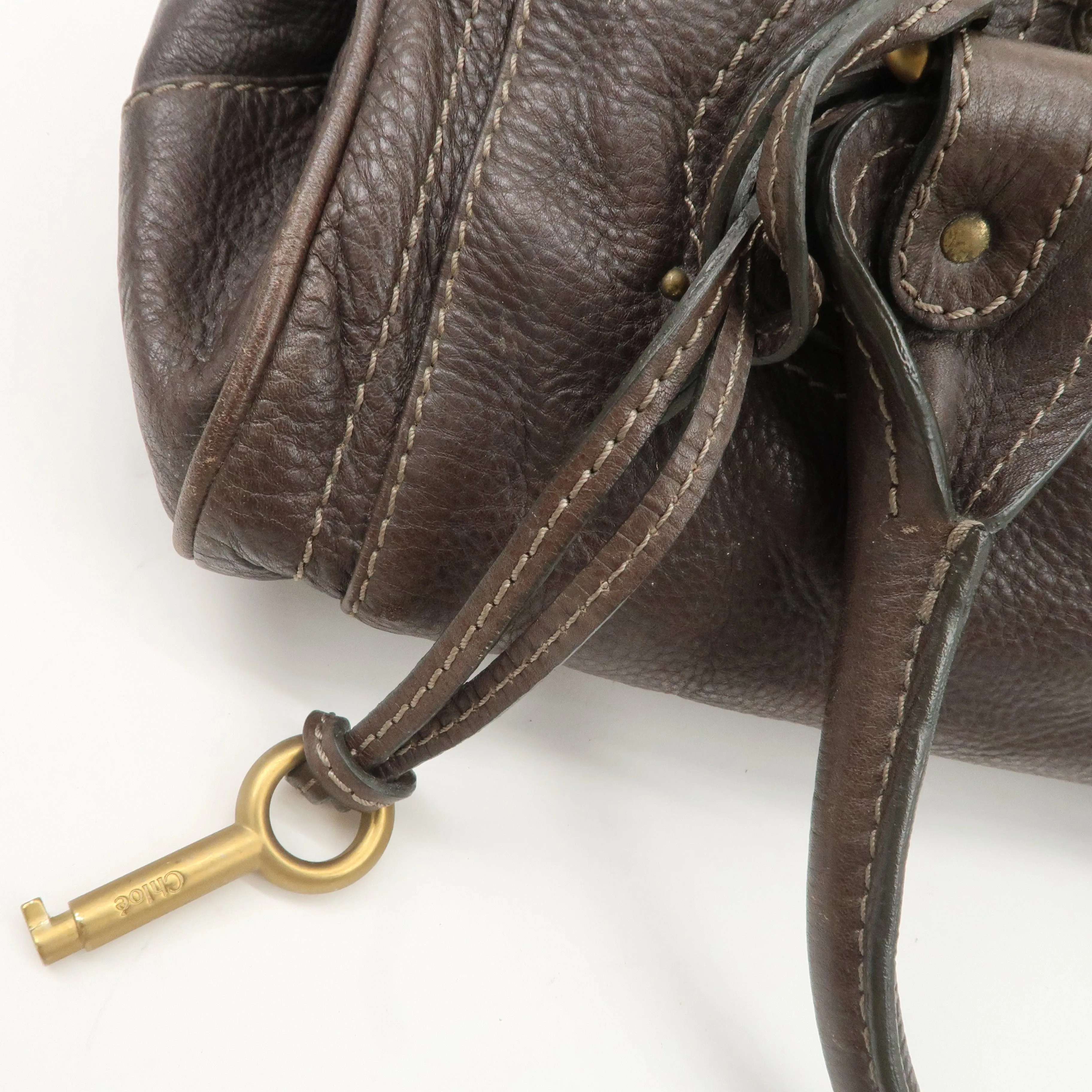 Chloe Paddington Leather Shoulder Bag Hand Bag Dark Brown Used