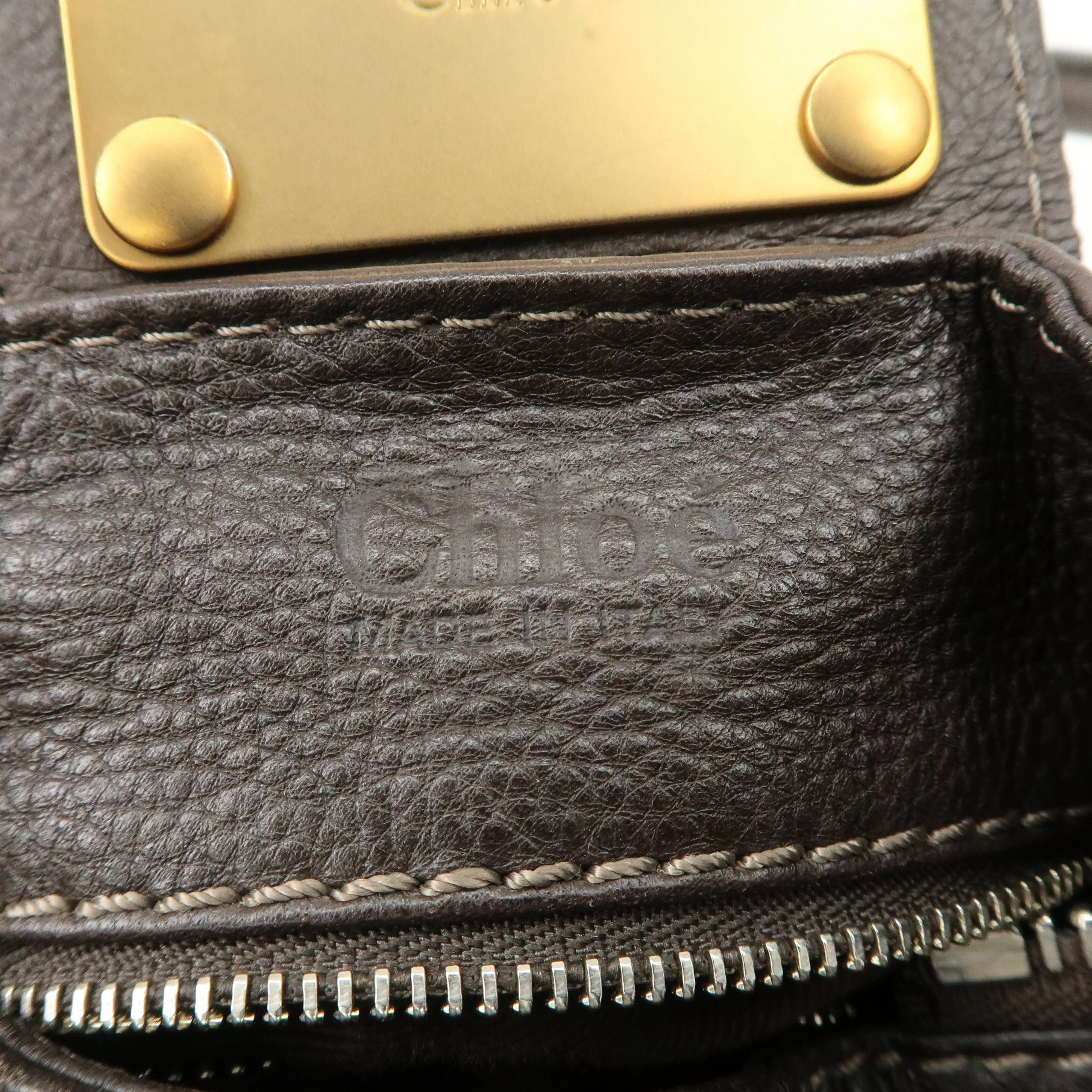 Chloe Paddington Leather Shoulder Bag Hand Bag Dark Brown Used