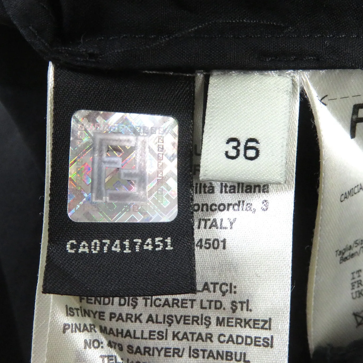 FENDI blouse FS7821 cotton black 36