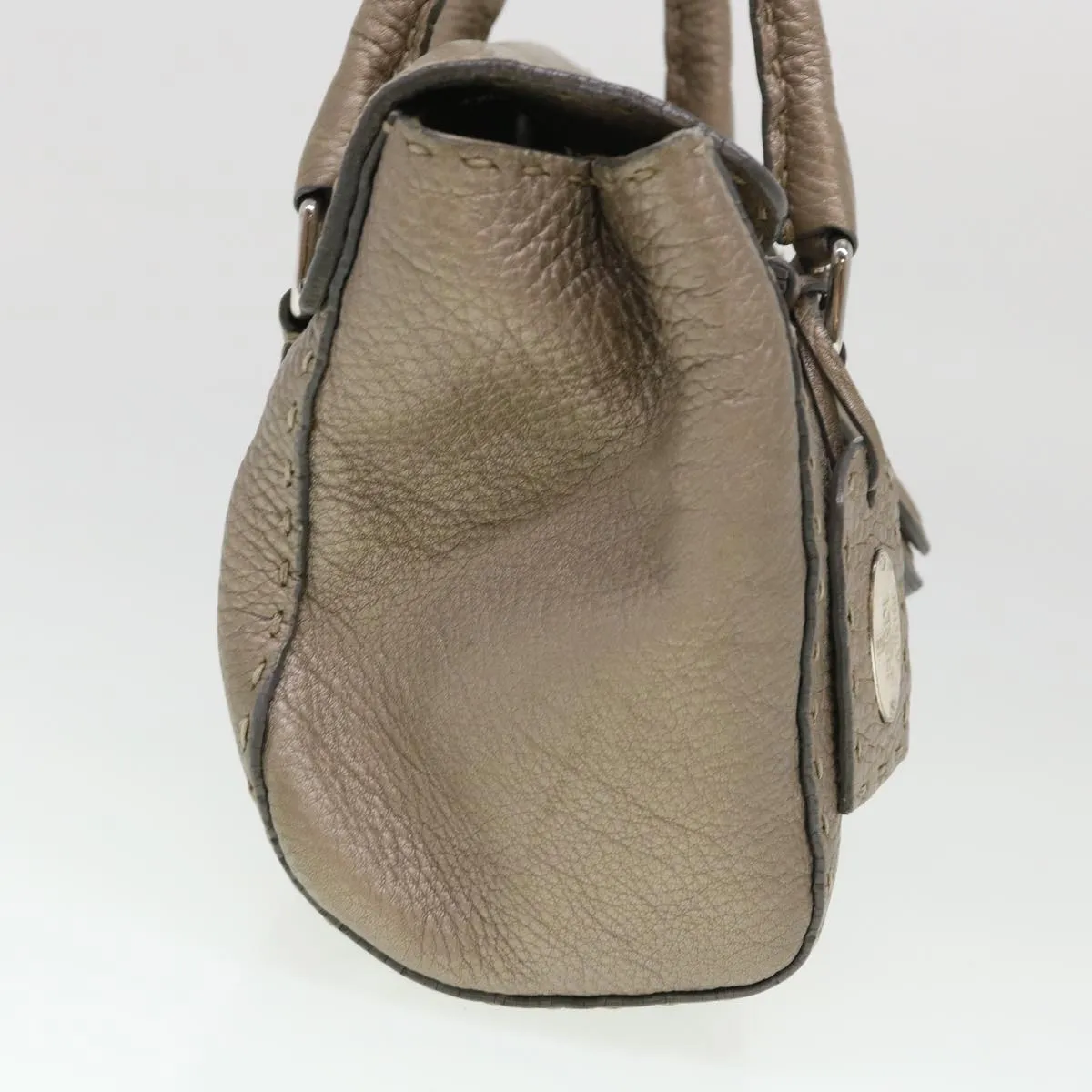 FENDI Hand Bag Leather Gray  39445