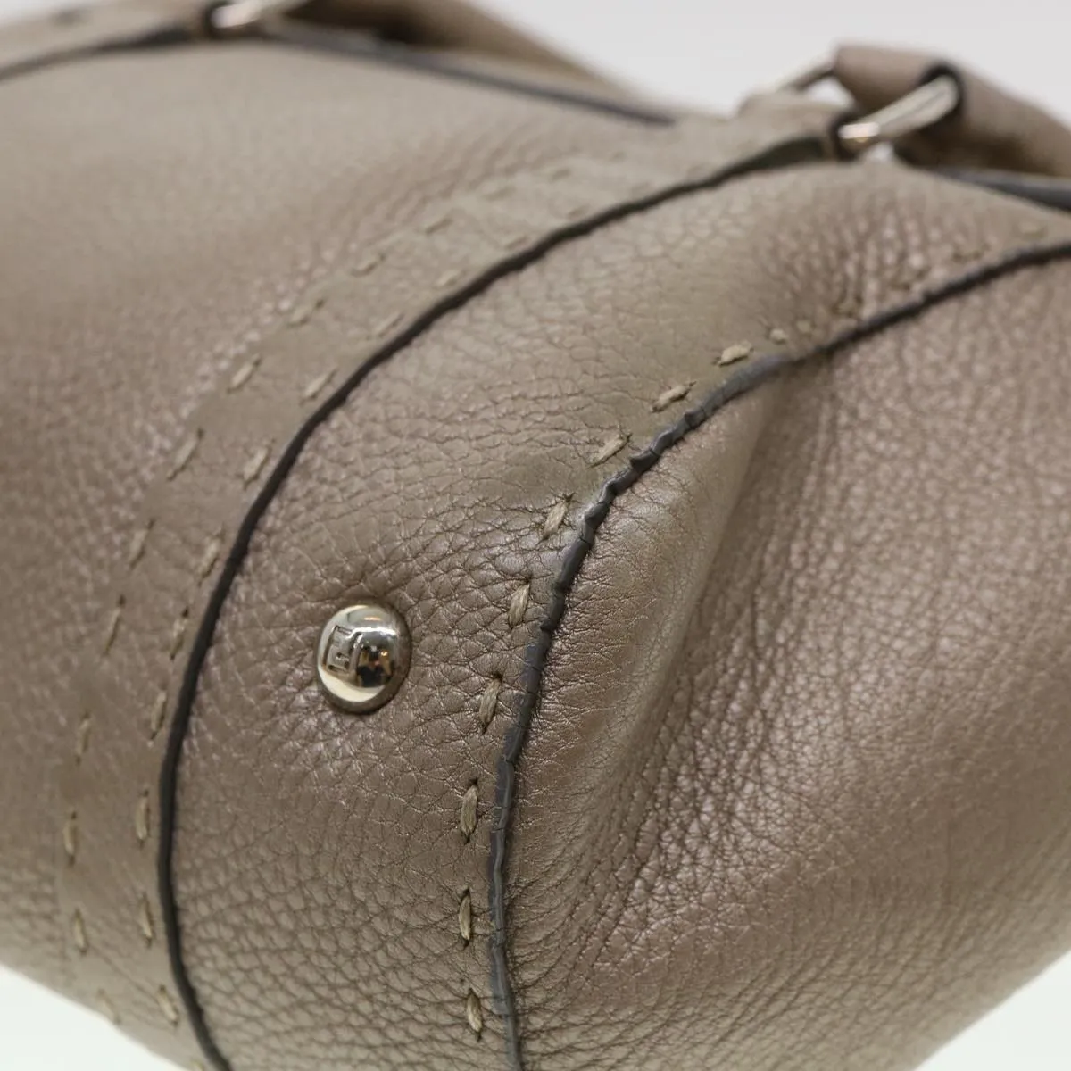 FENDI Hand Bag Leather Gray  39445