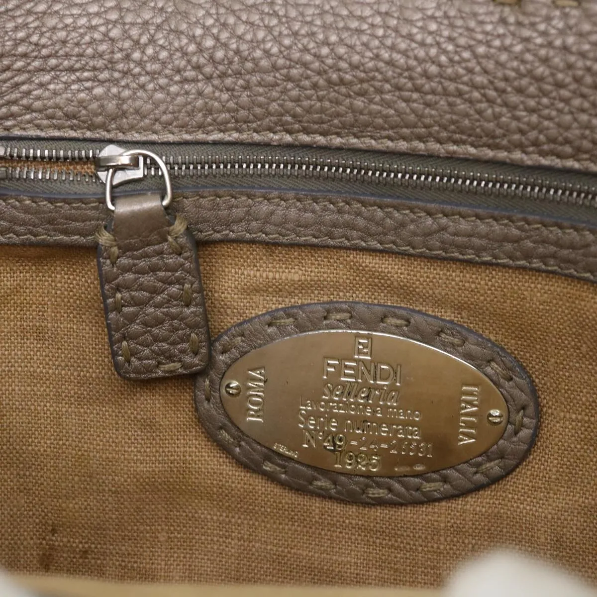 FENDI Hand Bag Leather Gray  39445