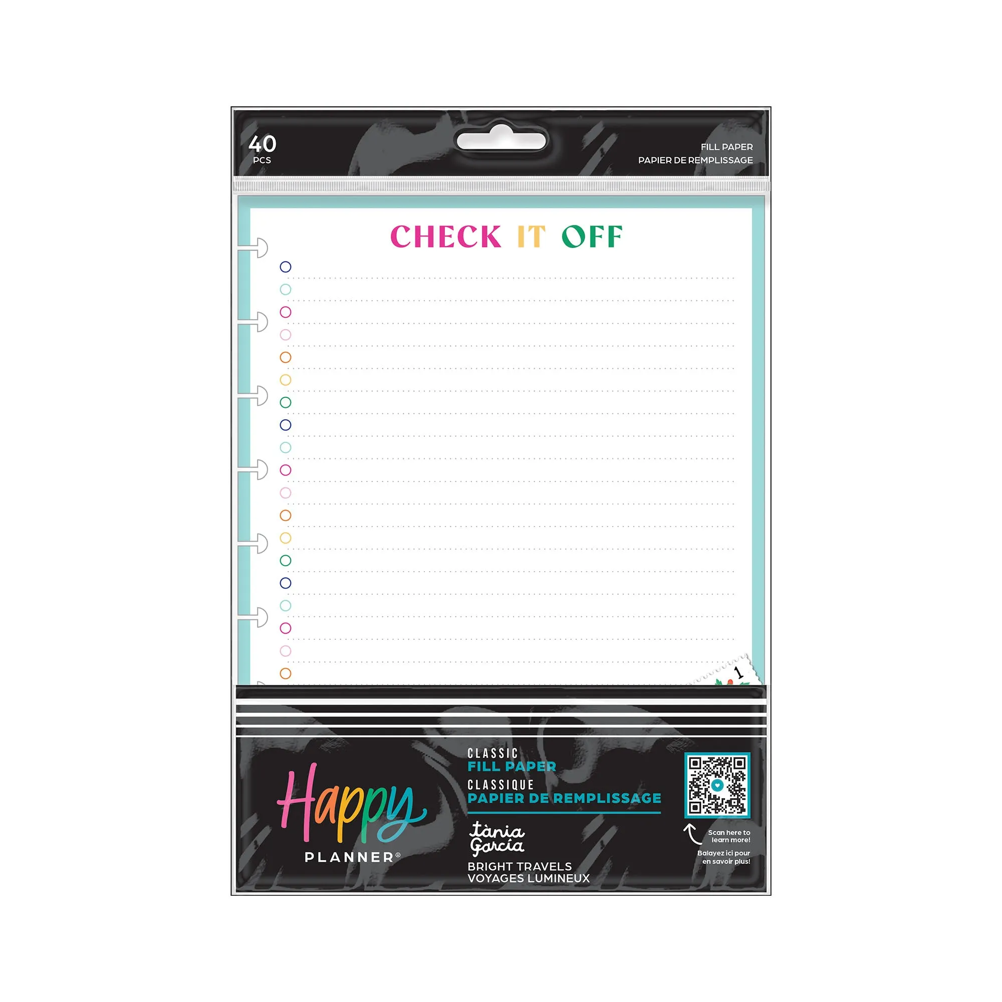 Happy Planner Bright Travels CLASSIC Fill Paper Tània Garcia - Checklist Lined