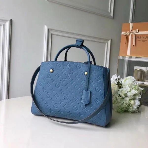 Monogram Empreinte Leather Montaigne Mm Bag Bleu Jean