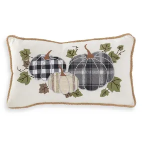 Rectangular Cream Canvas Pillow with Applique Pumpkin & Jute - 20 Inch