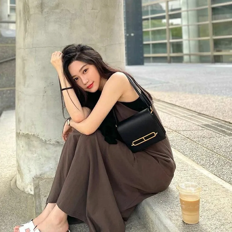 SEALBEER Small square bag women's messenger bag high-end goat pattern cowhide pig nose bag genuine leather women's bag shoulder bag versatile