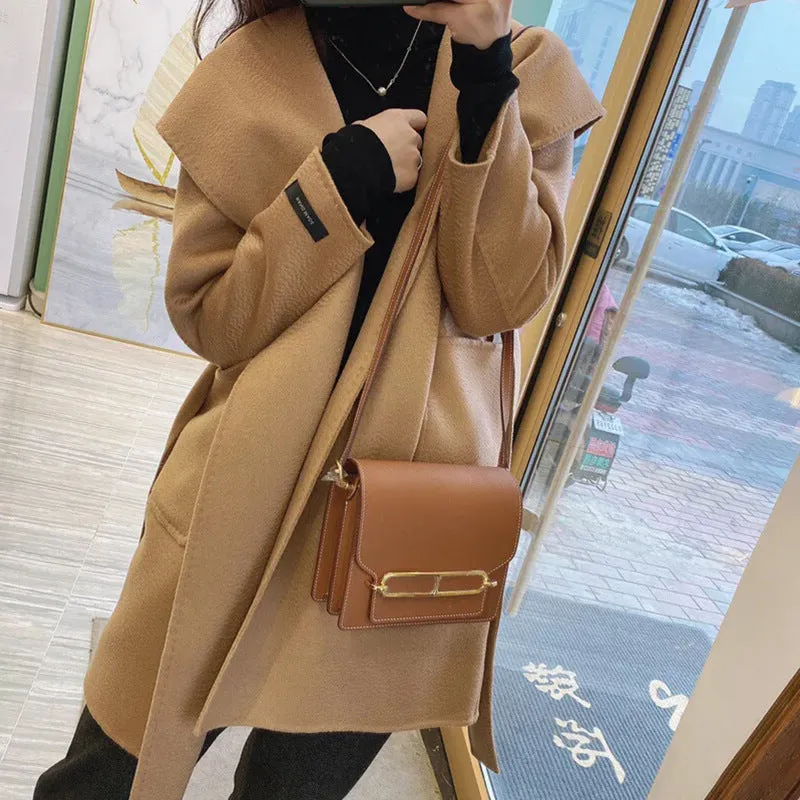 SEALBEER Small square bag women's messenger bag high-end goat pattern cowhide pig nose bag genuine leather women's bag shoulder bag versatile